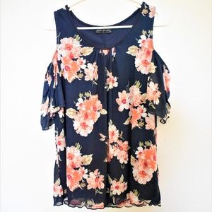 Cold Shoulder Floral Print Top